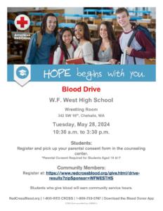 Blood Drive - Sponsored by National Honor Society @ W.F. West Wrestling Room